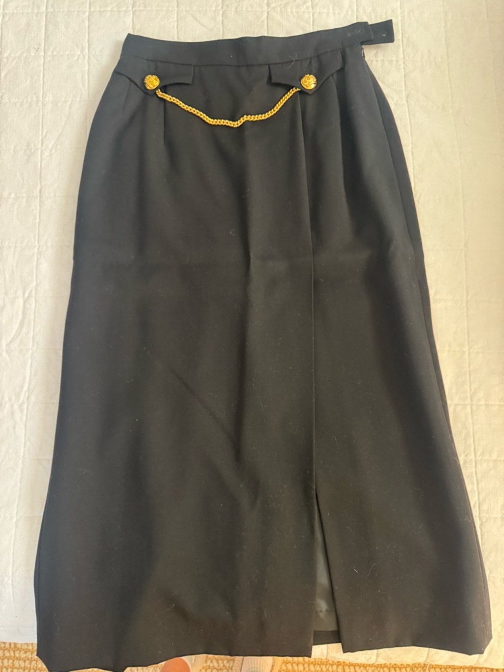 Escada Black Skirt with Gold Chain Detail
